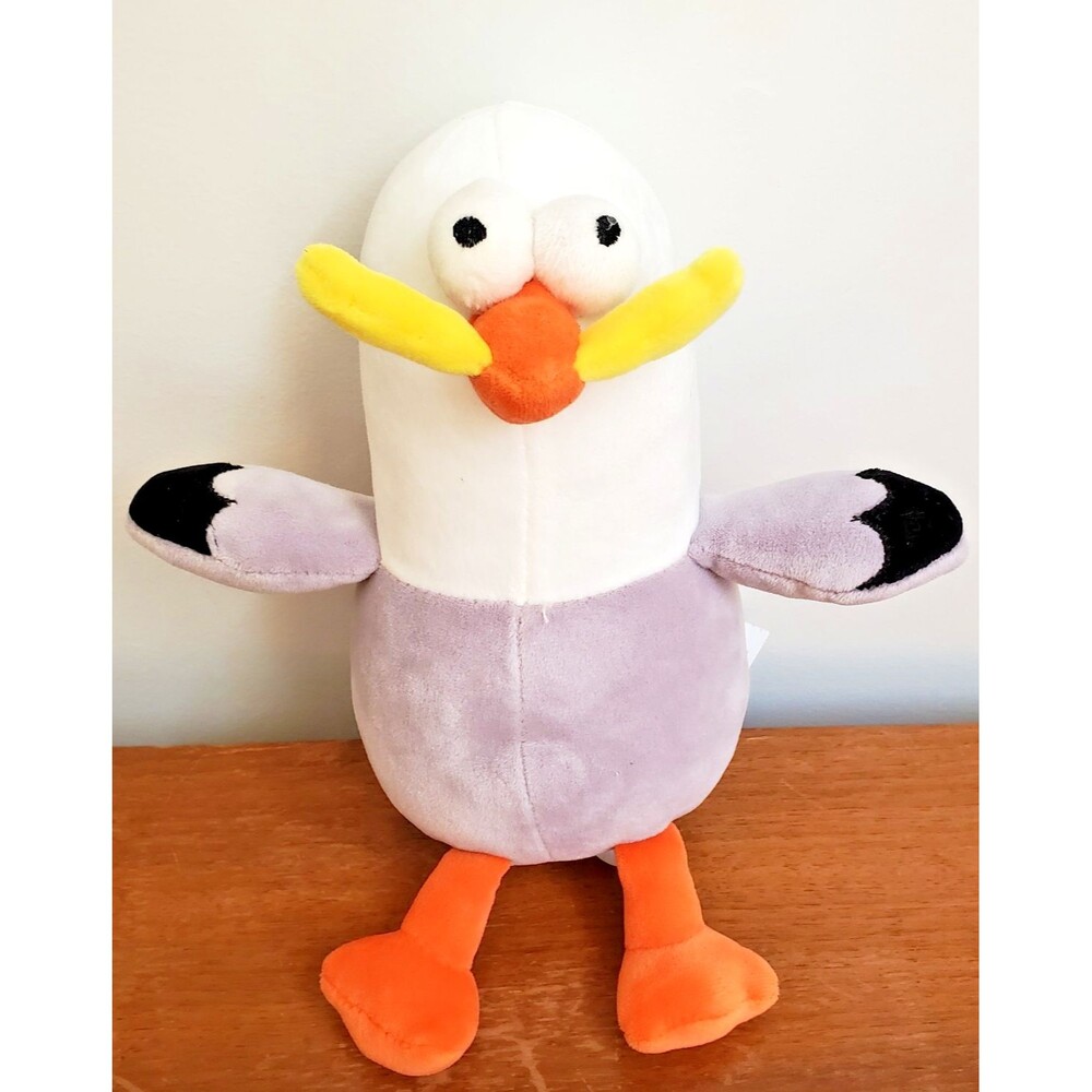 Adventure Planet Plush Seagull Bird Frenchfry Gray White 8" Stuffed Google Eyes